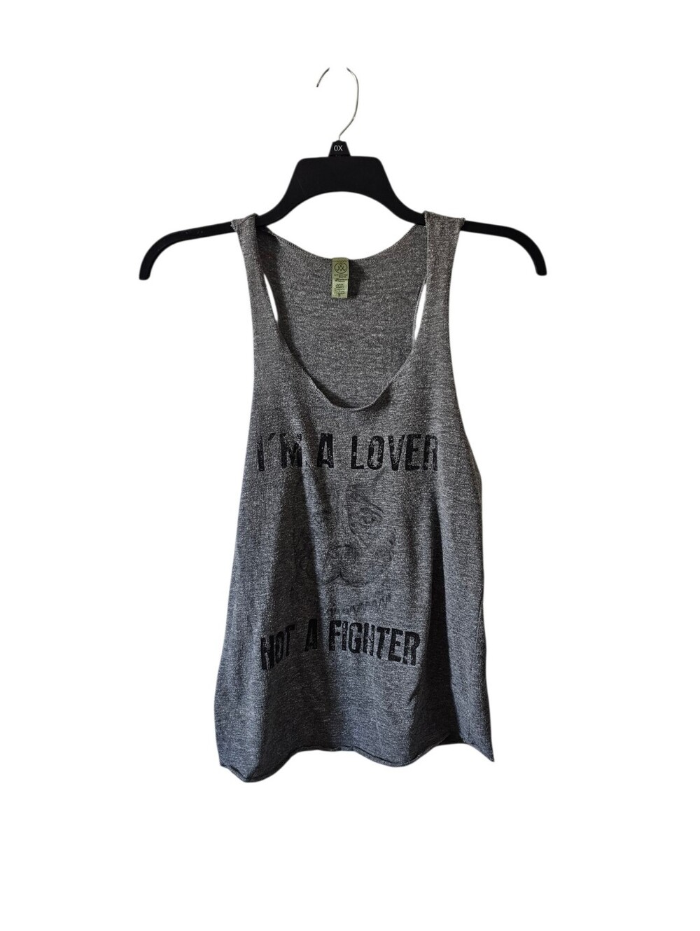 Alternative Earth Large Gray Graphic Tank Top Im A Lover Not A Fighter Pit Bull